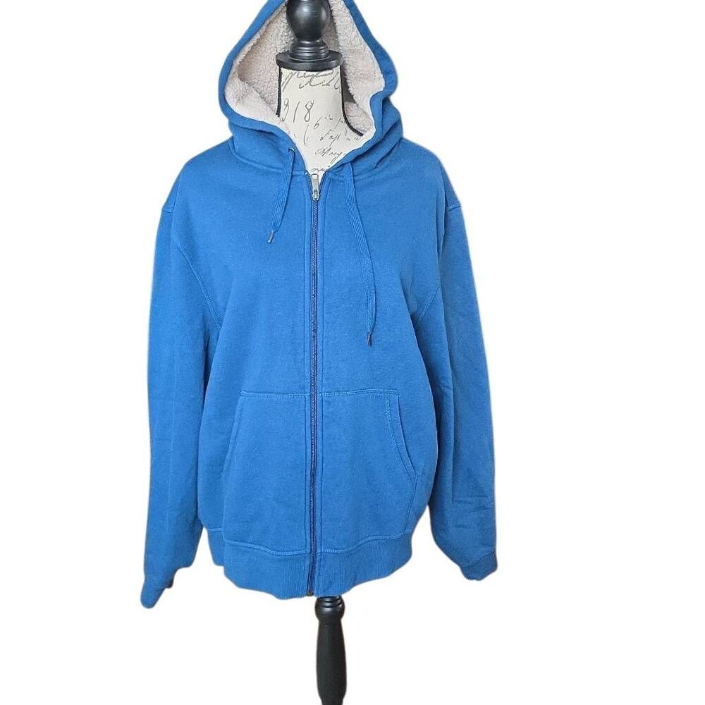 Amazon Essentials Mens Size XL Teal Sherpa Fleece Lined Heavyweight Hoodie